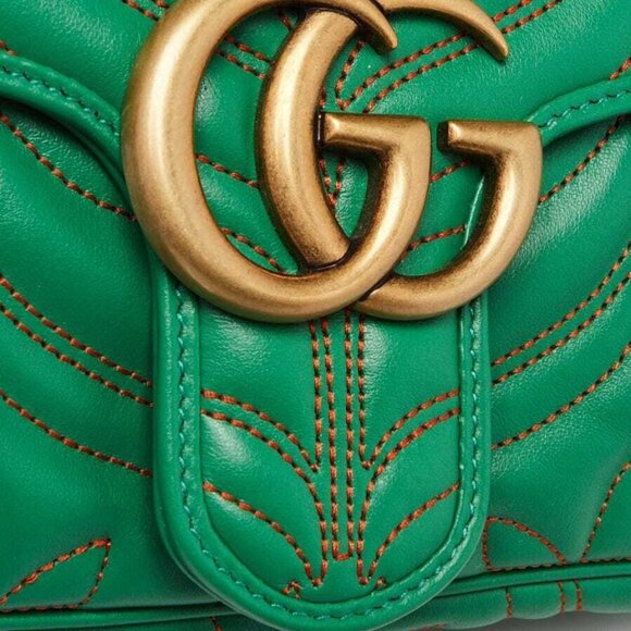 Gucci x Adidas Green Quilted Leather Marmont Small Shoulder Bag - Picture 6 of 9